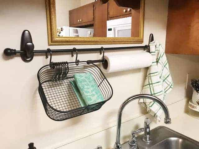 Add a curtain rod and hooks over your sink - Home Decor