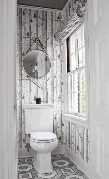 Bathroom Decor Idea: Vertical wallpaper