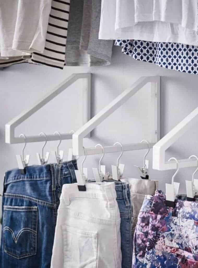 Turn your bedroom wall into a clothes rack