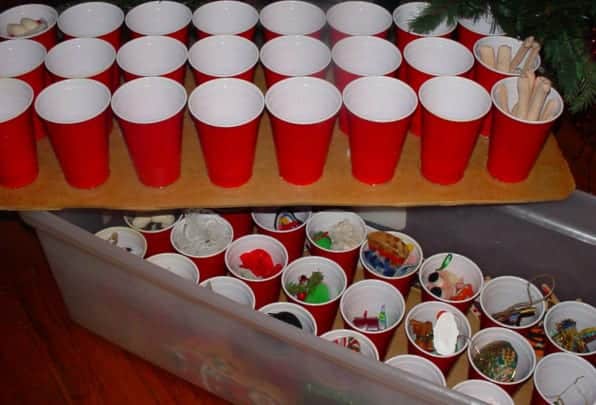 Use a plastic cup to separate the decorations