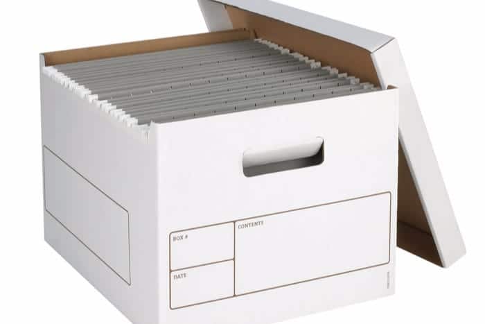 Store tissues and shredded paper in a file box