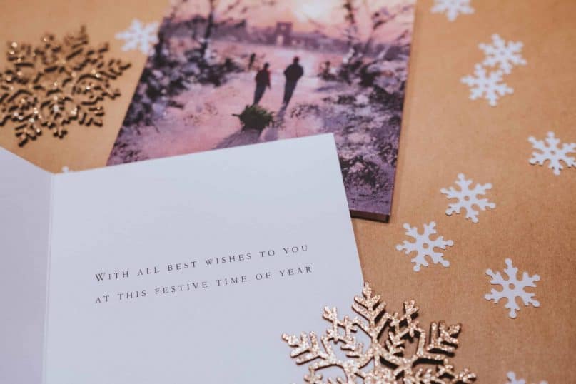 Use old Christmas cards and boxes as decorative dividers