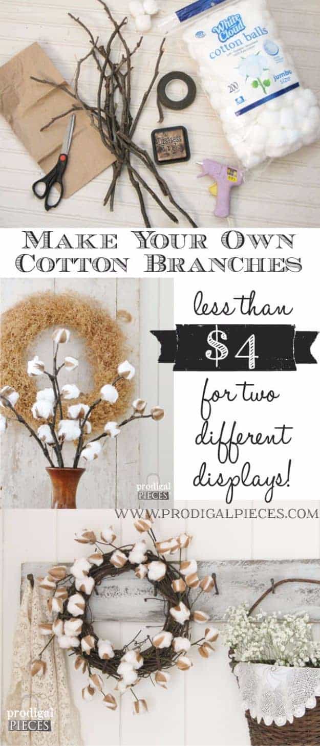 Homemade cotton branches