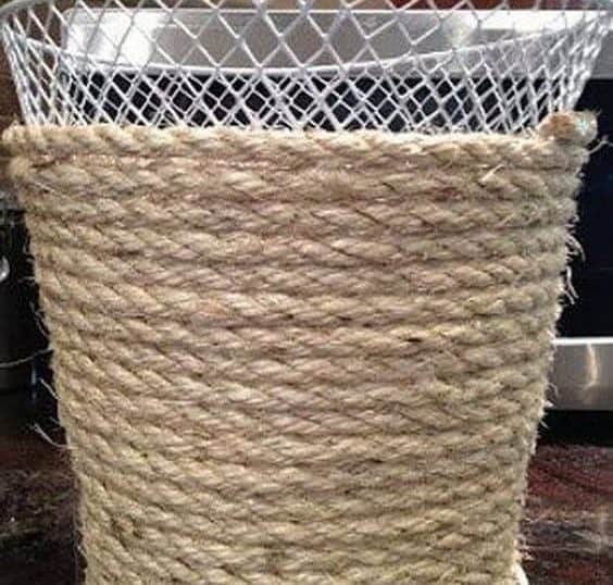 Rustic Rope Trash Bin