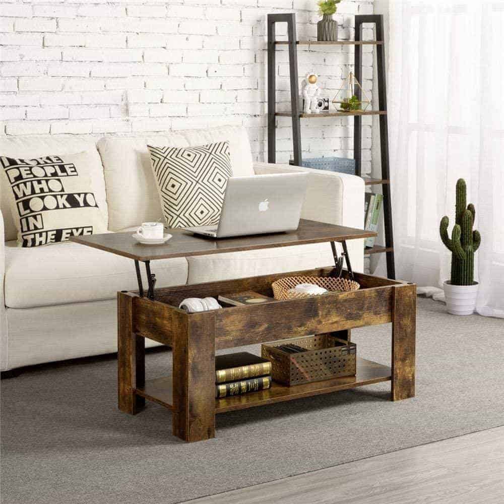 Yaheetech Rustic Lift Top coffee table in decorating Items That Will Transform Space into a Dual-Purpose Room