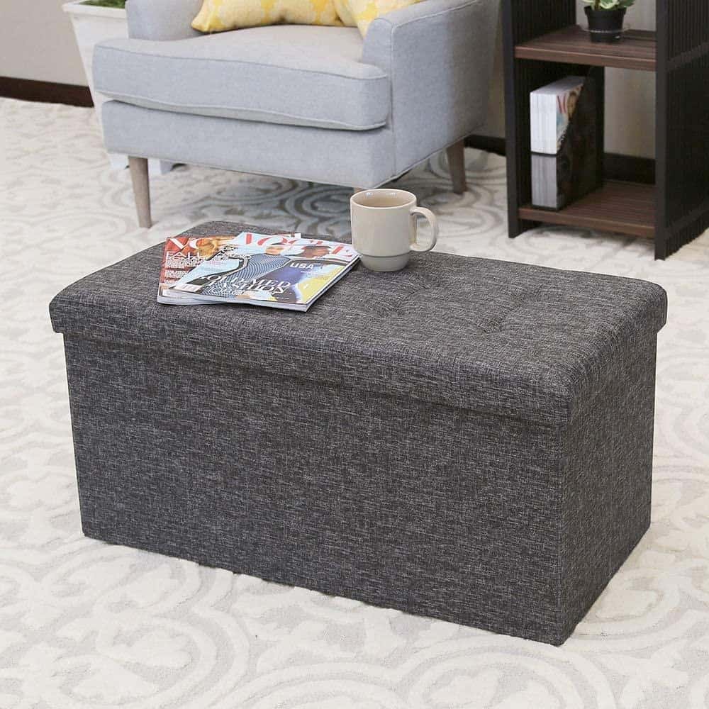 Seville Classics 31.5" Foldable Tufted Storage Bench