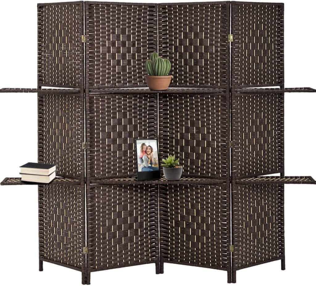 FDW Room Divider 4 Panel Room Screen Divider Wooden Screen