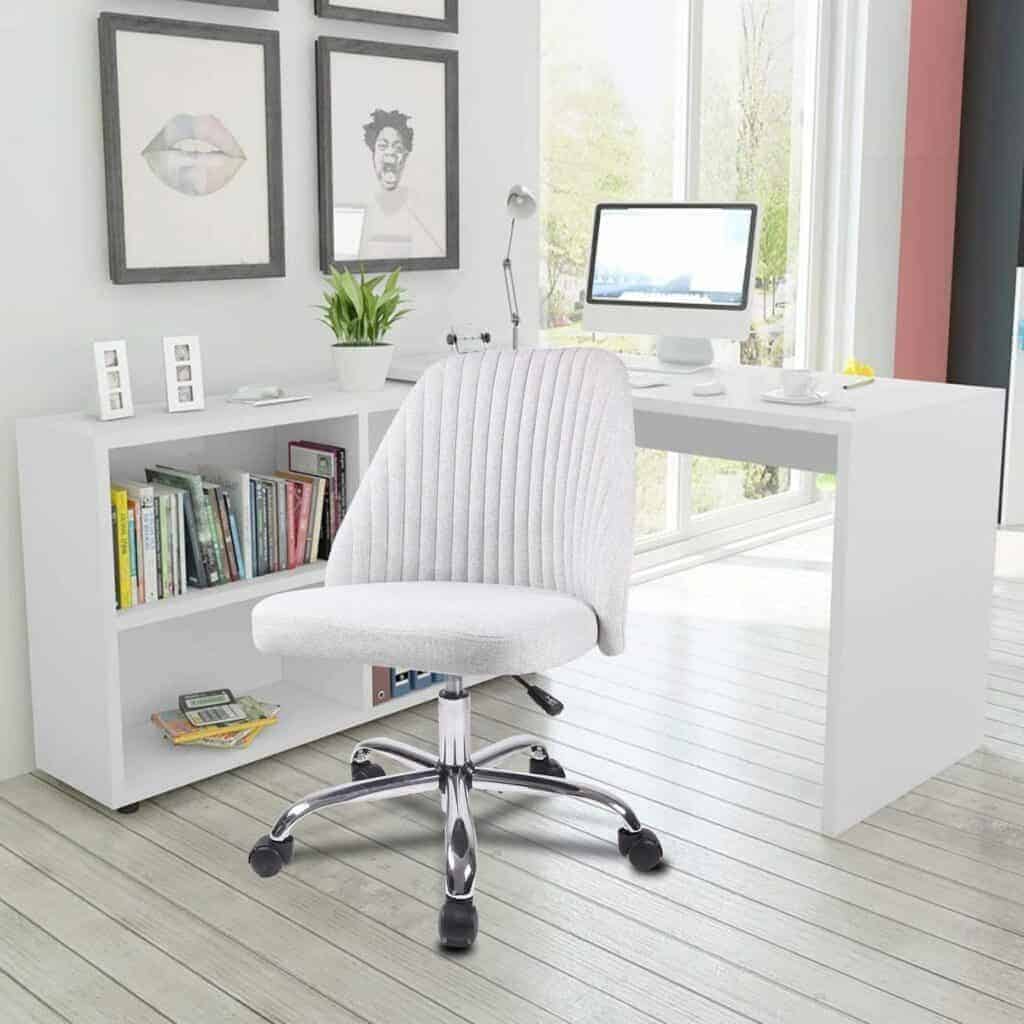 Rimiking Home Office Workplace Modern Twill Fabric Adjustable Ergonomic Operator Seat Middle Back Chair