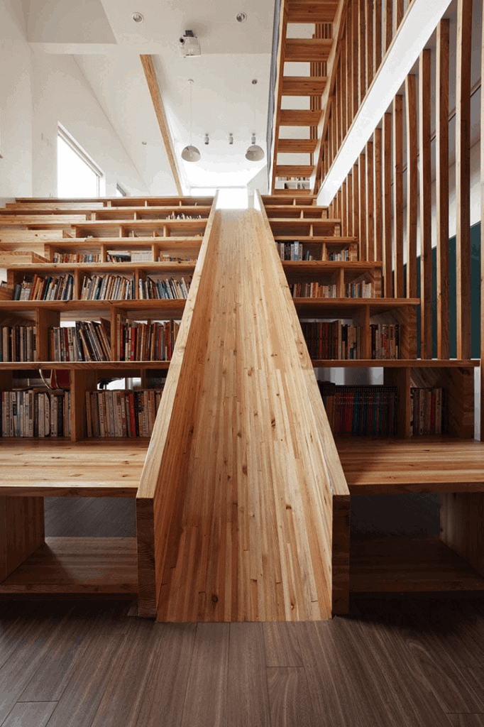 Bookshelf slippage in Mind-Blowing Architectural Designs