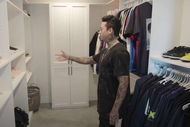 Pro Skateboarder Nyjah Huston's Closet Has a Full Wall of Sneakers
