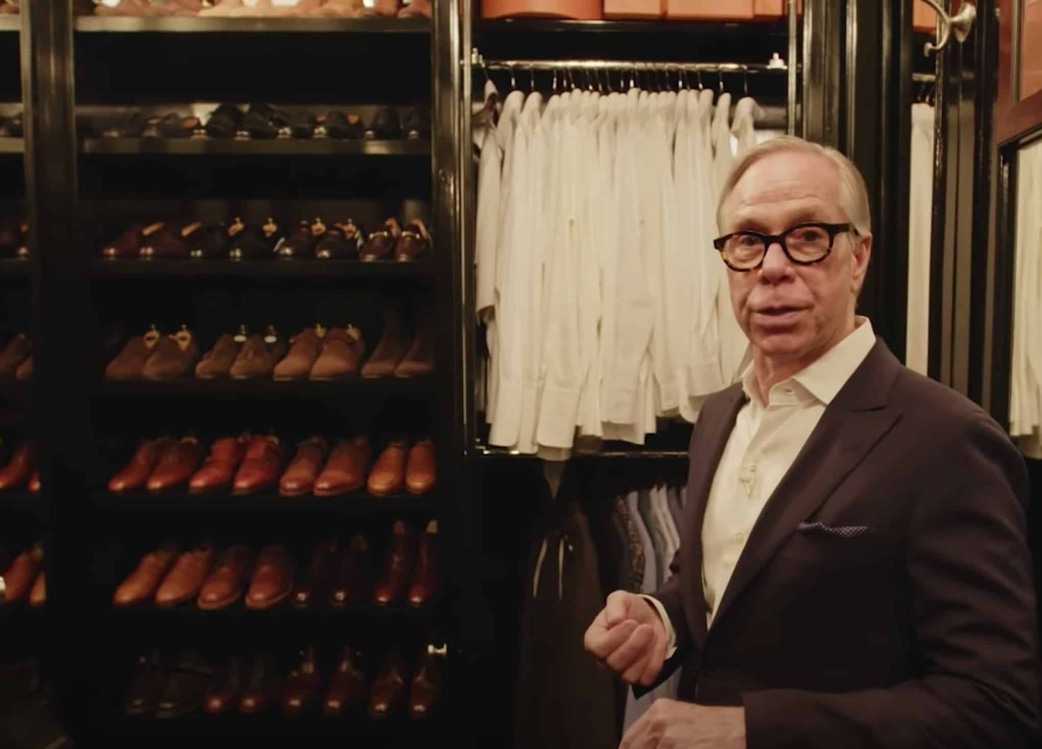 Fashion designer Tommy Hilfiger set up his wardrobe to look like a storefront