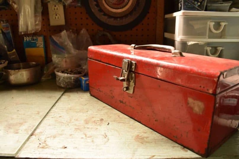 old wooden toolboxes