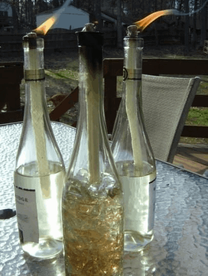 bottle of wine into Tiki Torches