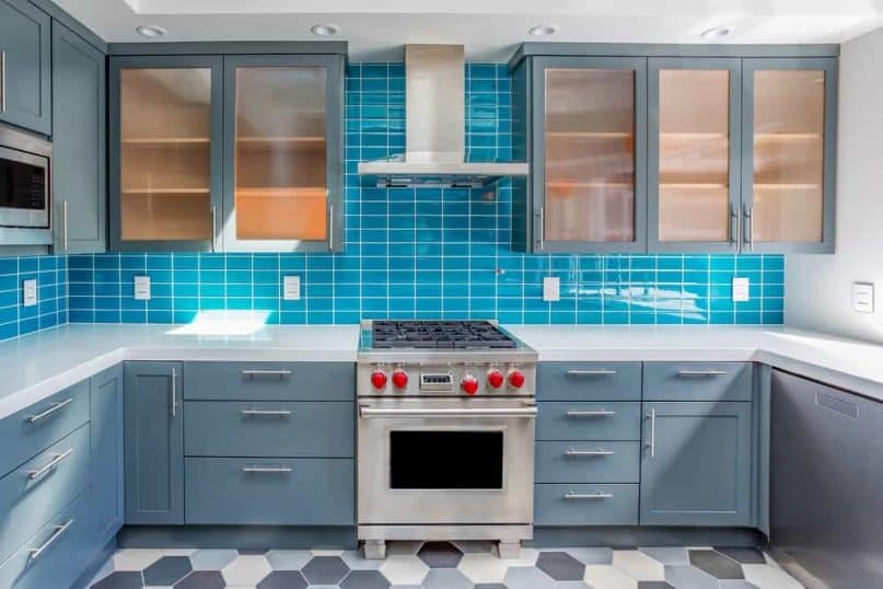 cabinets like green, blue and red