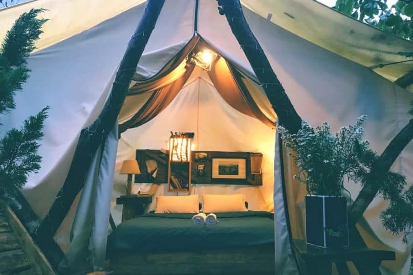 For the Honeymoon, set up a “Glamping” Tent.