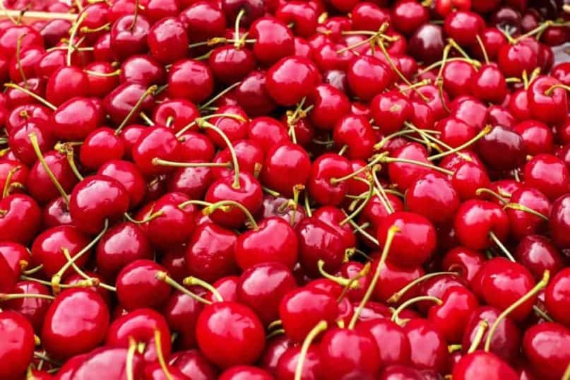 Cherries are high in sugar as well.