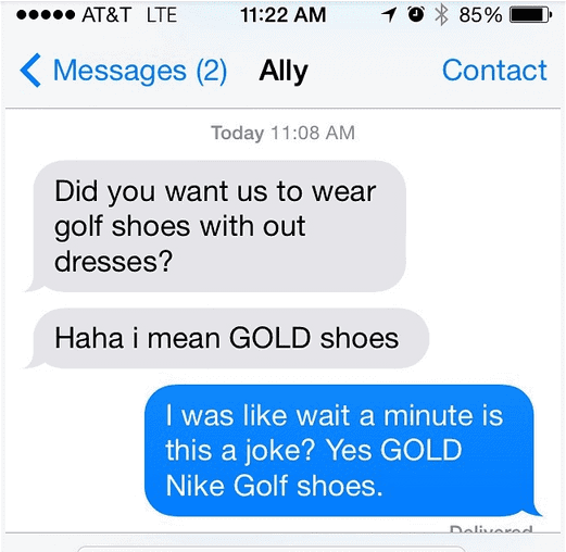 When the bridesmaids got confused about golf shoes 